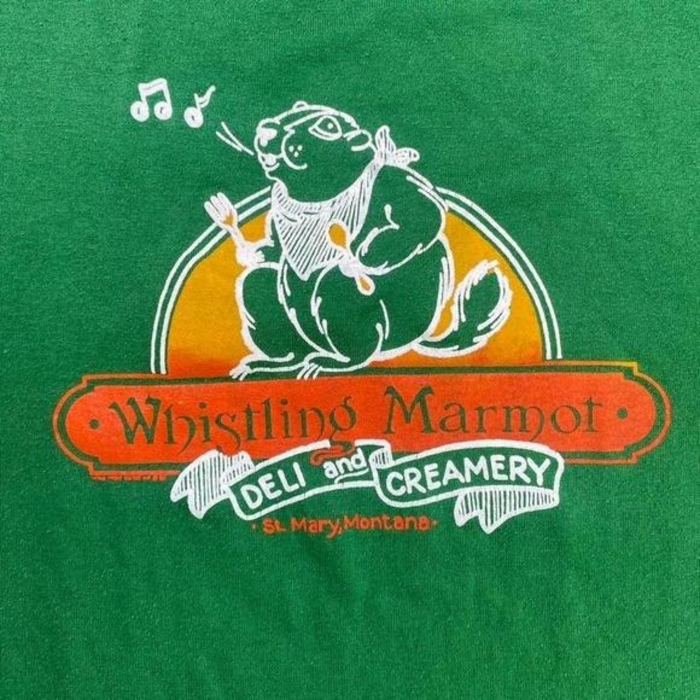 Vintage 80s Whistling Marmot deli creamery St‎ Patrick's Patty Day shirt LARGE